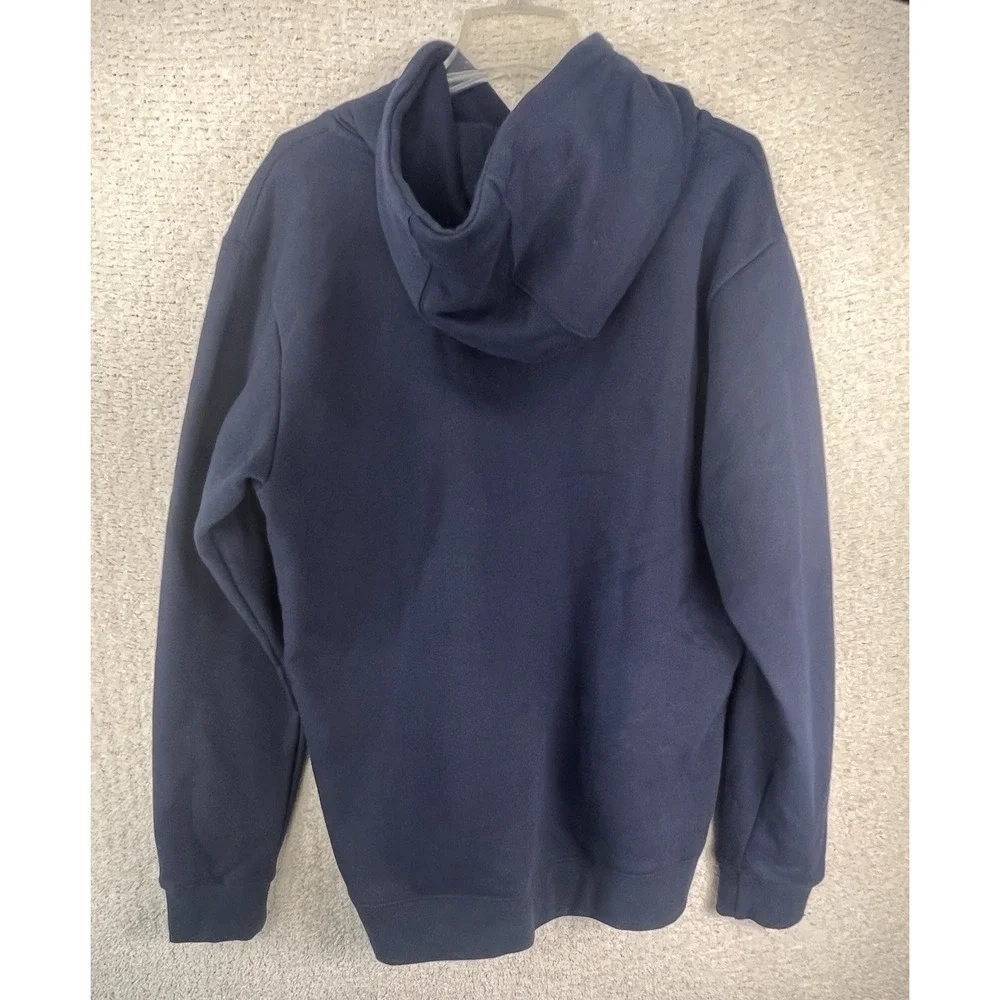 Fit Essentials Stitch  Patch Hoodie Mens L Navy Blue Spellout Disney EUC